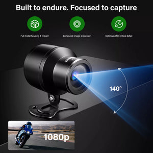 Dettaglio telecamera Aoocci BX: risoluzione Full HD 1080p con grandangolo 140 gradi e scocca in metallo