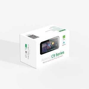 Scatola originale Aoocci C9 Series: confezione premium per navigatore moto CarPlay