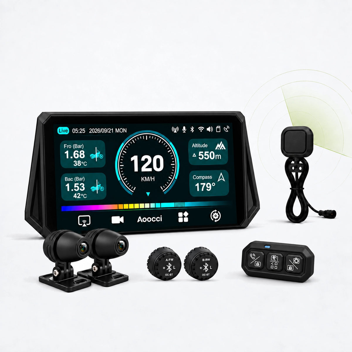 D6A Smart Display Ultra-Wide da 6,1" con Radar BSD 77GHz e TPMS | 2K Dual Dash Cam