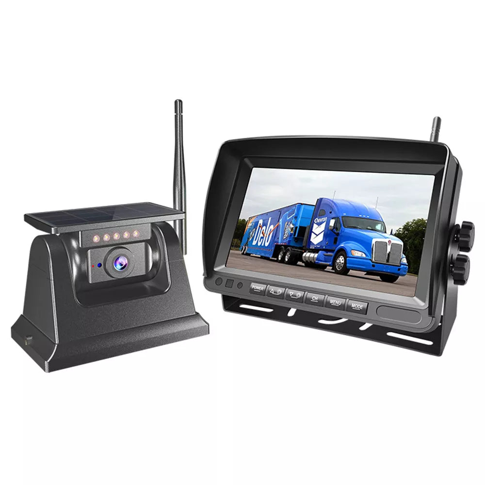 Aoocci M701 Sistema di Sicurezza per Camper - Display 7" IPS, telecamera retromarcia solare 1080P, visione notturna IR e allarme anti-furto