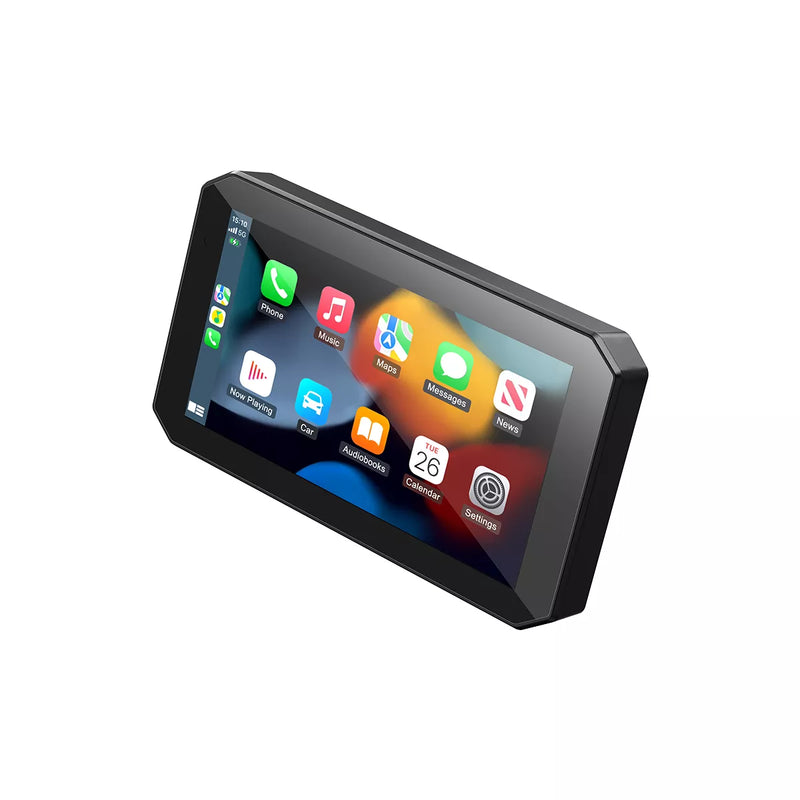 Schermo smart Aoocci BX con interfaccia Apple CarPlay wireless e icone app di navigazione