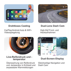 Panoramica funzioni principali Aoocci C9 Pro: CarPlay Wireless, Doppia Dash Cam, TPMS e Schermo Diviso