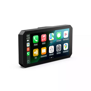 Vista laterale schermo Aoocci C9 Pro con interfaccia Apple CarPlay Wireless e icone navigazione