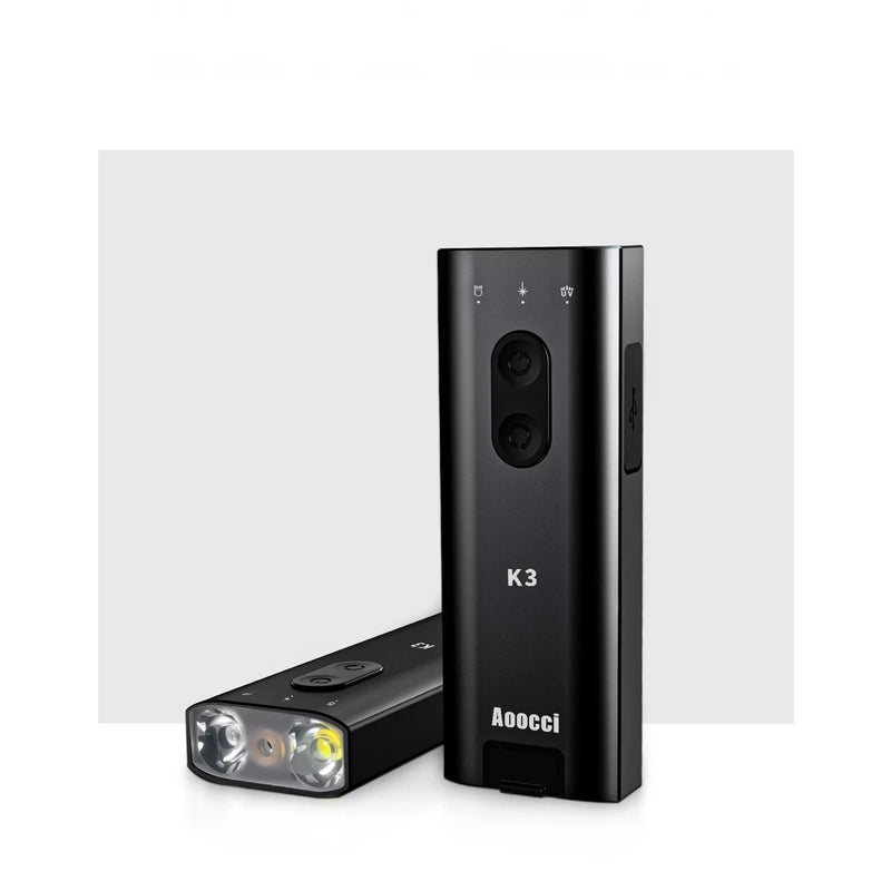 Aoocci K3 - Torcia Magnetica Multifunzione EDC con 800 lumen, laser e ricarica USB-C