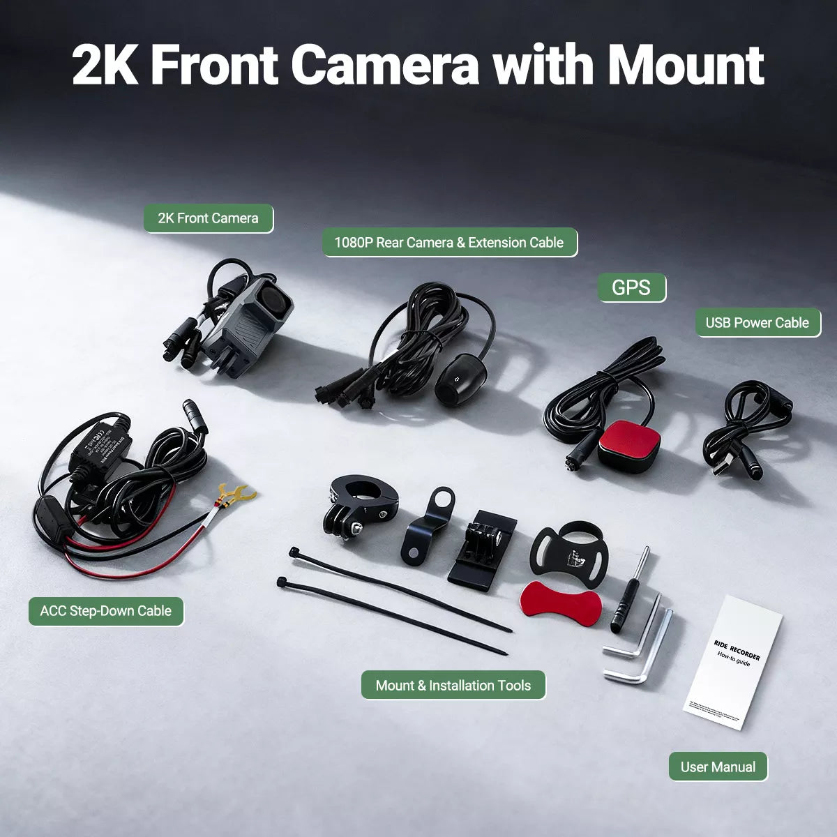 Dash Cam 2K HD WiFi Per Moto – DVR Impermeabile IP66 Con Registrazione In Loop E Wi-Fi Integrato Per Condivisione Facile