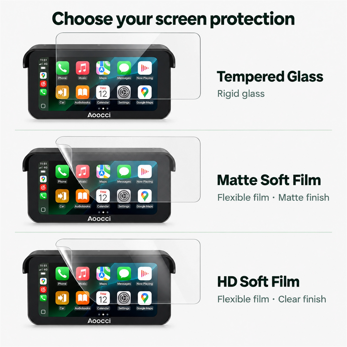 Pellicole protettive per display moto: vetro temperato, opaca antiriflesso, HD trasparente