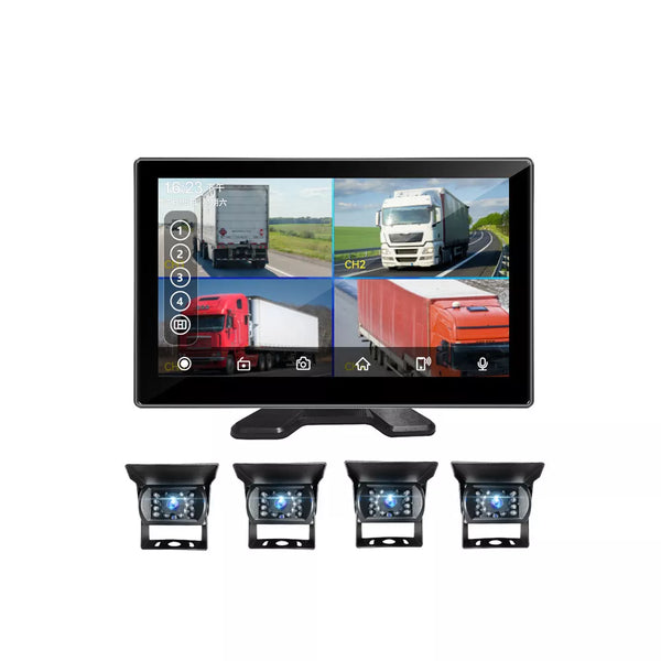 P102 Sistema Dashcam 360° per Camion e Camper - 4 Telecamere 1080P, Display 10.1", CarPlay Wireless, GPS